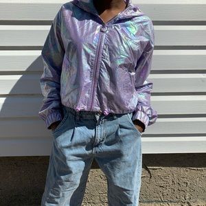 Purple Holographic Cropped FOREVER 21 Jacket
